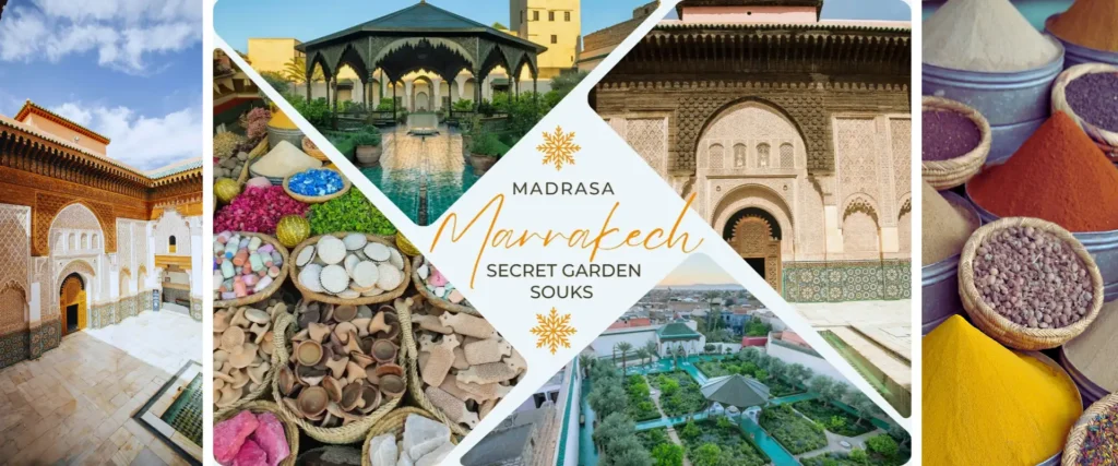 Guided walking tour to Madrasa Ben Youssef and Le Jardin Secret in Marrakech